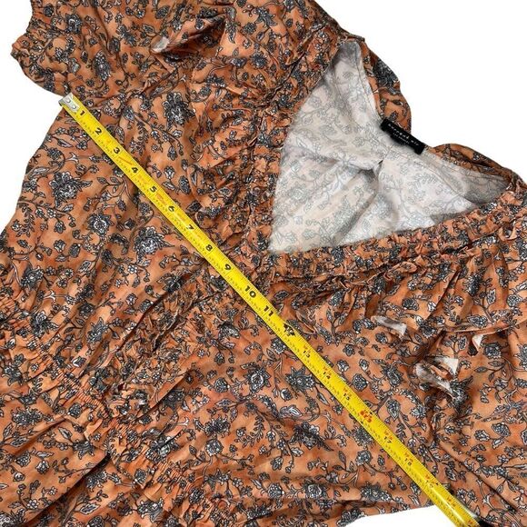 Current Air Los Angeles Floral Pleated Ruffled V Neck Cottagecore Mini Dress - Picture 11 of 16